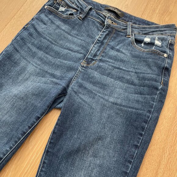 Judy Blue Jeans Women 11/30 Slim Bootcut High Rise Dark Wash Split Hem JB88290-S - Picture 5 of 15